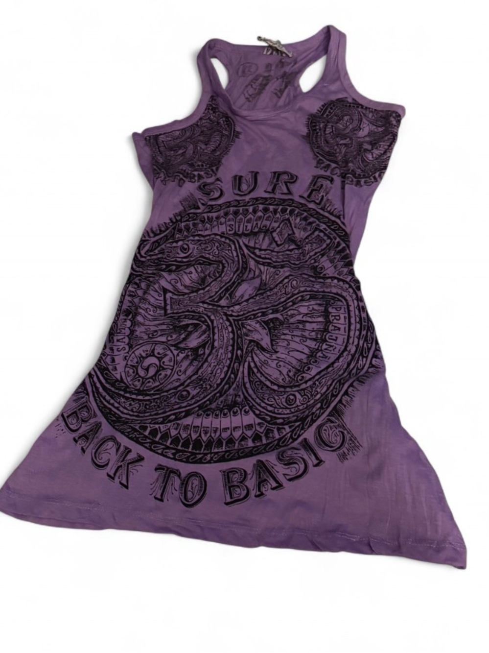 Sure Back to Basic Purple Grunge Graphic Tank Top Dress